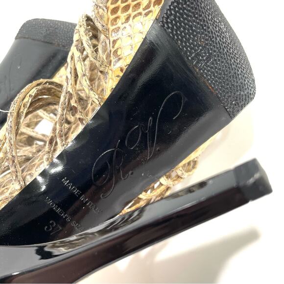 Roger Vivier Tan Cream Python Snake Platform Braided Heels 37 6.5 - Picture 7 of 8